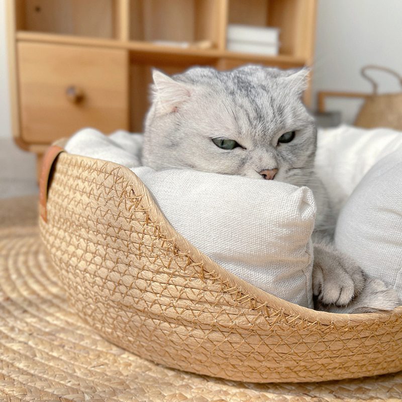 HOOPET-Four-Seasons-Pet-Bed-Kennel-for-Cat-Puppy-Dog-Beds-Sofa-Handmade-Bamboo-Weaving-Cat-2