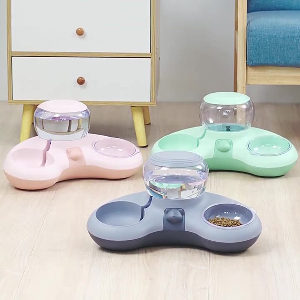 VKTECH-Pet-Cat-Bowl-Automatic-Feeder-Dog-Cat-Food-Bowl-With-Water-Fountain-Double-Bowl-Drinking-1