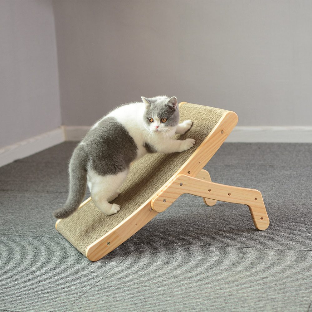 Wooden-Cat-Scratcher-Scraper-Detachable-Lounge-Bed-3-In-1-Scratching-Post-For-Cats-Training-Grinding